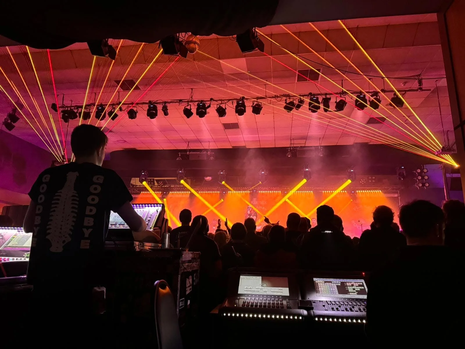 Lighting operator controlling a live show from front of house